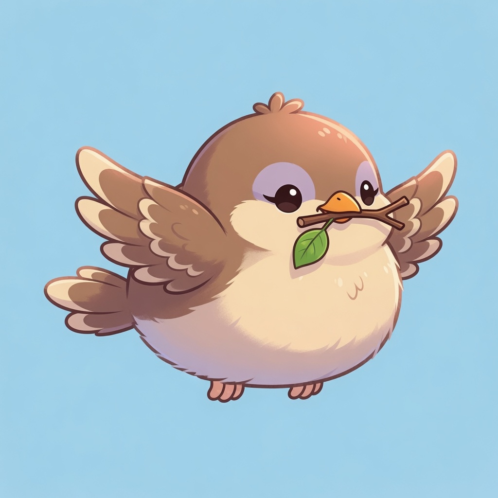 小枝をくわえた小鳥